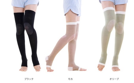 オリーブおやすみ綿混着圧オーバーニー3色セット ファッション むくみ解消 脚の疲れを予防 綿昆素材 