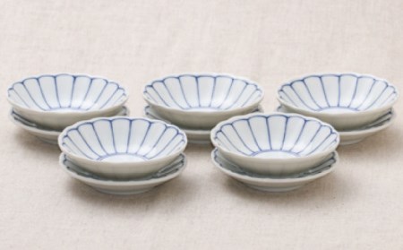 【美濃焼】菊花紋 小鉢・取り皿・豆鉢・豆皿の和食器セット（各5点 合計20点）【うつわやさんーカネ忠】食器 プレート ボウル 副菜鉢 副菜皿 ケーキ皿 取り皿 サラダボウル 和風 料亭風 日本料理 おしゃれ レンジ対応 食洗機対応 送料無料 [MBO030]