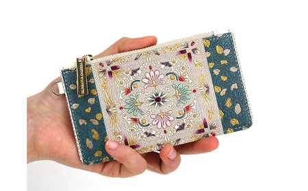 【文庫屋大関】すっきりカードケース　黄金のタピ【皮革工芸品】 ファッション小物 雑貨 フラグメントケース 小銭入れ付き 収納 スマート 日本製 
