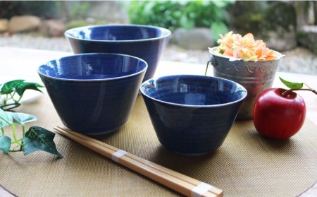 【陶器市特集】【波佐見焼】藍巻 スタイルボール ボウル （いれこ） 3点セット 食器 皿 【協立陶器】 [TC41] 波佐見焼