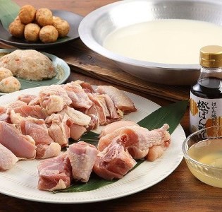 福岡ブランド「はかた地どり」 コラーゲン付 プレミアム水炊きセット（5～6人前）_水炊き 博多地鶏 セット 詰め合わせ プレミアム もも切身 ぶつ切り つみれ 肉だんご スープ コラーゲン 橙ぽん酢 鍋 秘伝の製法 手作り 久留米 お取り寄せ お取り寄せグルメ 食品 送料無料 冷凍 〔Cn011〕