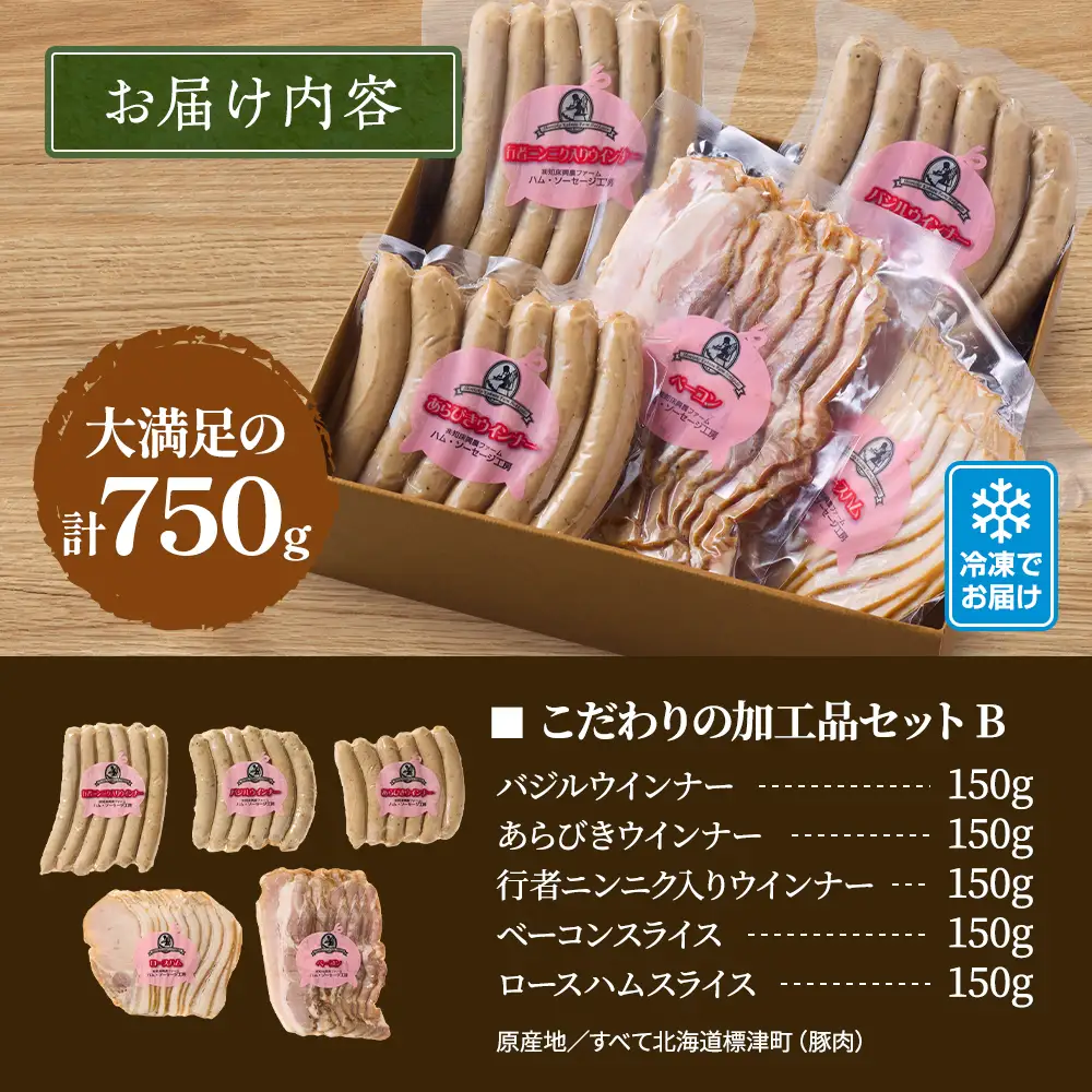 【ソーセージ】 こだわり加工品セットB 750g ハム ソーセージ等