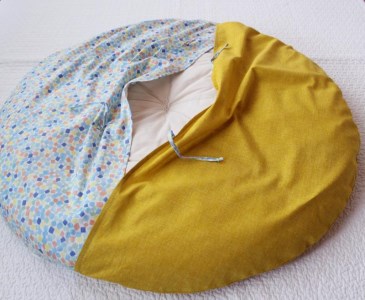 【洛中高岡屋】せんべい座ぶとん （撥水ヌード座布団＆洗えるカバーセット）（宝石ミズ＆菜の花）