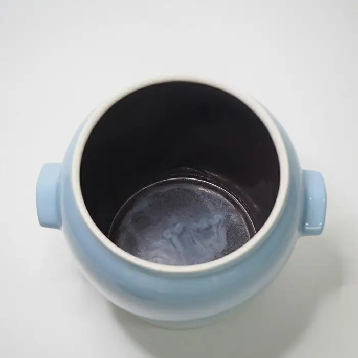 信楽焼　発酵壺　青色