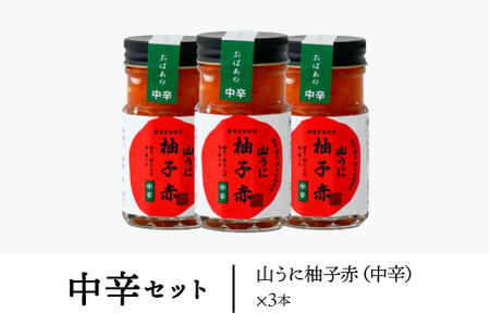 鯖江の伝統薬味「山うに」柚子赤３本セット 　中辛セット