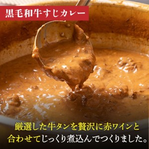 【全12回定期便】 黒毛和牛 牛すじカレー ＆ 牛タンシチュー 毎月3食 長与町/炭火焼肉あおい   [EBW009]  黒毛和牛 カレー かれー レトルト 牛タン 牛たん シチュー しちゅー 簡単 常温 定期便 定期 ていきびん