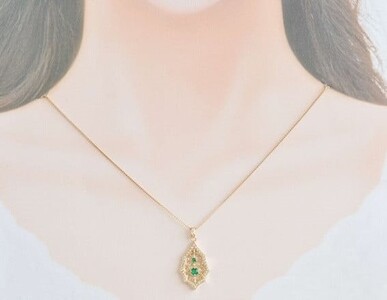 K18　エメラルド/ダイヤモンドネックレス AP08643　[山梨 ダイヤモンド ネックレス エメラルド]