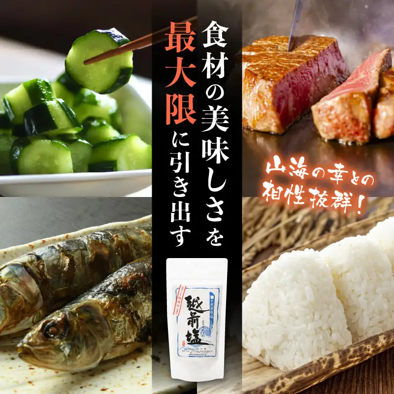 国産 自然海塩 越前塩 150g × 5袋セット【福井県 天然塩 自然塩 塩 小袋 小分け 詰め合わせ】 [e13-a006]