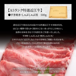 A5ランク 特選近江牛すき焼き・しゃぶしゃぶ用 500g入 近江牛 日本3大和牛 CY-0004