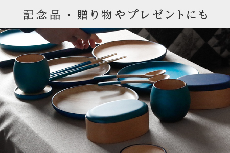 Kyutarou BLUE　片面丸皿　スタンダード