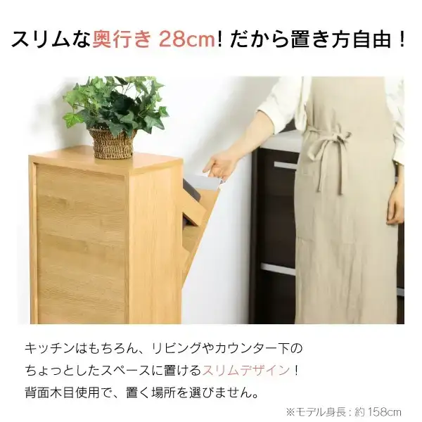 木製2分別ダストボックス ナチュラル おしゃれ ゴミ箱 完成品 燕三条製 [川口工器] 