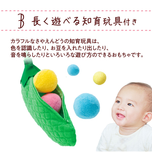 マグ＆知育玩具セット_知育玩具 マグ セット ユニセックス 男の子 女の子 月齢に合わせて お稽古 トレーニング トリコロールカラー くまさん柄 エプロン ハンカチ おもちゃ カラフルなさやえんどう 色を認識 長く遊べる 久留米 贈り物 送料無料 赤ちゃんの城 〔Sb017〕