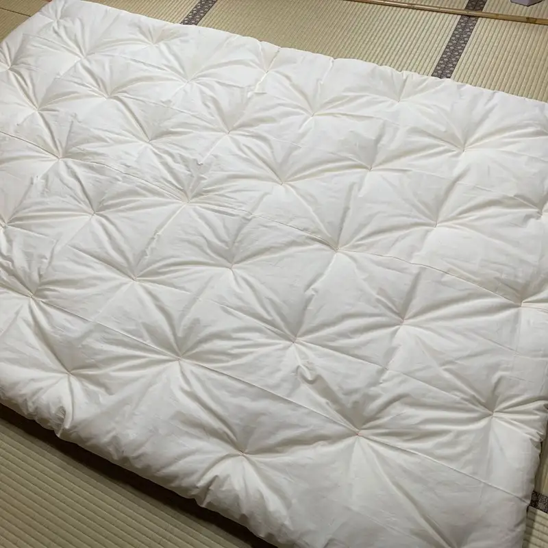 天然繊維手作り　木綿わた入り敷ふとん（ポピー柄「ブルー」）