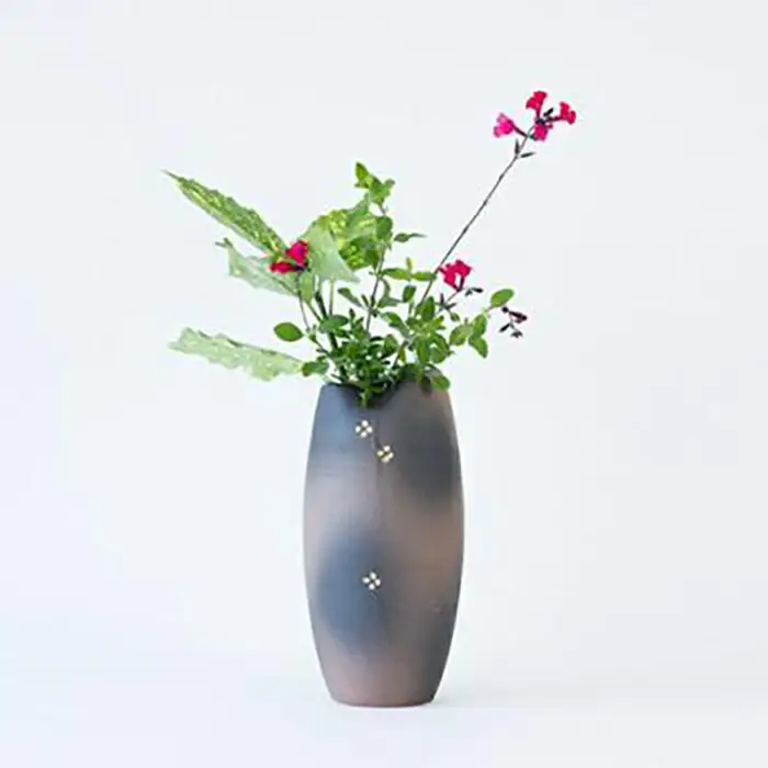 小花金彩投入花器　B93-12　信楽焼・明山
