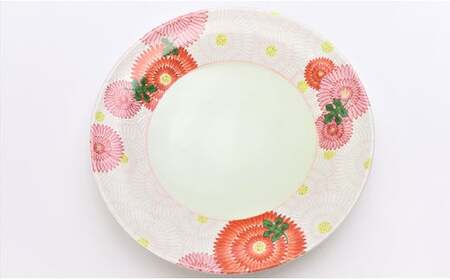 有田焼 錦菊花尽くし 7寸丸皿 21cm 2枚セット【丸兄商社】食器 器 うつわ 皿 丸皿 パスタ皿 プレート ワンプレート 2枚 セット ペア 縁起物 お正月 おせち ハレの日 銀彩 菊 華やか A40-403