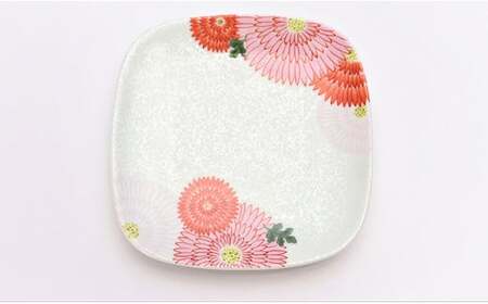 有田焼 錦銀菊花尽くし 正角銘々皿 5枚セット【丸兄商社】食器 器 うつわ 皿 小皿 取皿 角皿 縁起物 お正月 おせち ハレの日 銀彩 菊 華やか A40-401