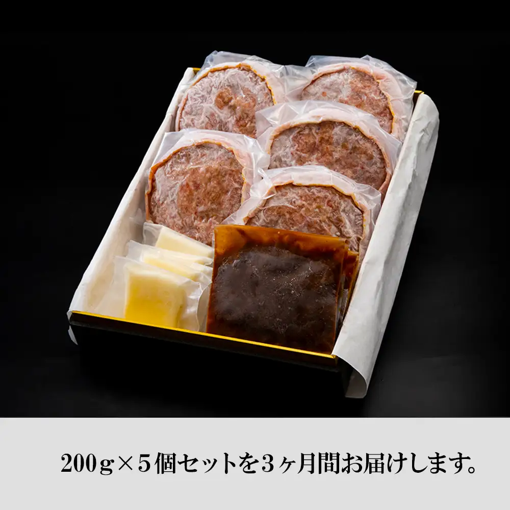 定期便3カ月 お楽しみ 白老牛 Ｗチーズ ハンバーグ セット 5個 BY088
