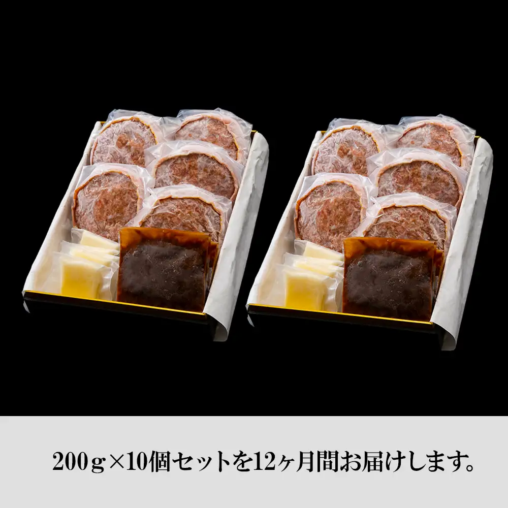 定期便12カ月 お楽しみ 白老牛 Ｗチーズ ハンバーグ セット 10個 BY093