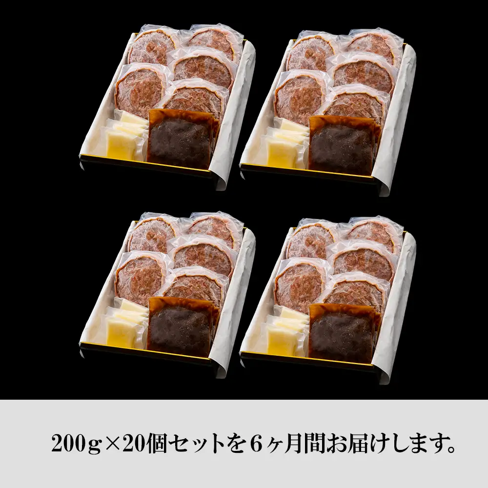 定期便6カ月 お楽しみ 白老牛 Ｗチーズ ハンバーグ セット 20個 BY095