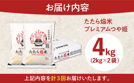 【3回定期便】プレミアムつや姫たたら焔米 4kg 定期便 白米 ブランド米 [AIBR002]