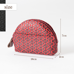 甲州市×印傳屋 小銭入A（赤革×白漆）B-1207