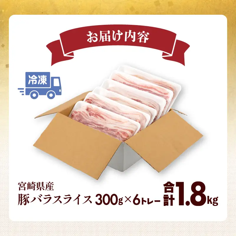 豚肉 宮崎県産 バラ スライス 1.8kg 豚肉[300g×6P]