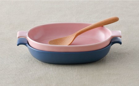 【波佐見焼】オーブンウェア グラタン皿 ピンク・ブルー ペアセット 食器 皿 【光春窯】 [XD61] 波佐見焼