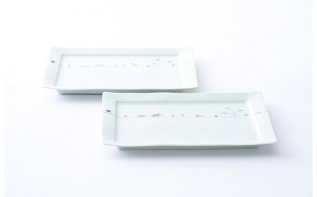 有田焼 長角トレイ ライオンとキリンの2枚セット 大慶 皿 食器 A24-39