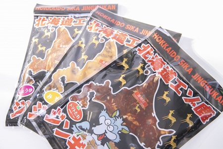 A084 エゾシカ 鹿肉 ジンギスカン３種セット （しょうゆ みそ トマト たれ 味 ） 各500g （ 鹿肉300g タレ200g ） 北海道 鷹栖町 高たんぱく 低脂肪 山恵 鹿肉 ジビエ ジンギスカン 