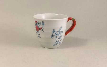 瑞峯窯 有田焼 クリスマス鳥獣戯画 ”チアーズ” マグカップ＆プレート 原重製陶所 30000円 3万円 A30-744