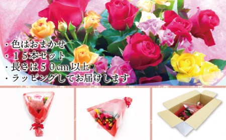 大切な人へのギフト、贈り物に！バラの花束ミックス15本[F2282]