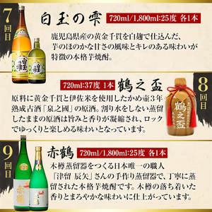 i640 ＜定期便・計12回(連続)＞出水酒造本格芋焼酎セット(全13種・合計18本) 酒 焼酎 さつま芋 本格芋焼酎 アルコール 飲み比べ 呑みくらべ 定期便 セット 数量限定 天然水 伝統 家飲み 宅飲み【出水酒造 izumi-syuzou】