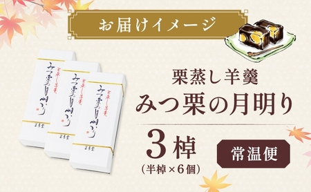 和菓子 栗蒸し羊羹 みつ栗の月明り 3棹入 羊羹 ようかん