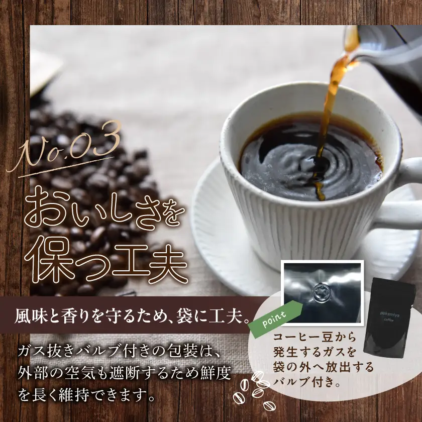 焙煎職人こだわりのコーヒー【粉】250g 小分けパック(ジッパー・バルブ付) ※中深煎り※ポスト投函_LA-3302_(都城市) 保存に便利 珈琲