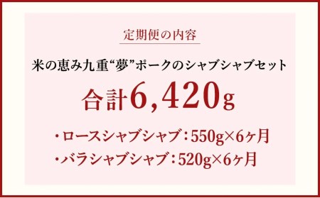 【 定期便 6回】 米の恵み 九重 “夢”ポーク の シャブシャブ セット しゃぶしゃぶ 豚肉