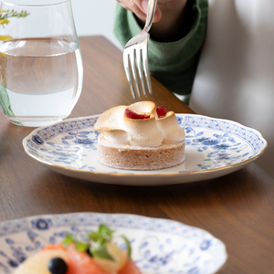 【三重ナルミ】 食器 ミラノ 19cm ケーキ皿 ブルー ホワイト 5枚セット [鳴海製陶] 食器