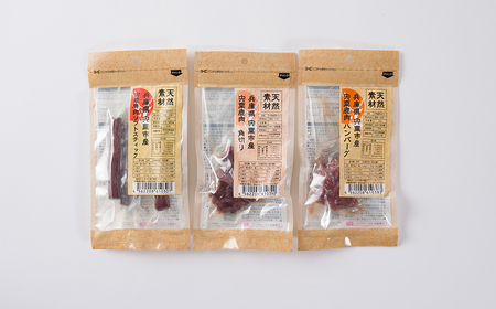 O19　宍粟鹿肉100%　犬・猫の無添加おやつ　柔らかい（ソフトタイプ）3種類計11袋　【 ペット 用品 ペットフード 低脂肪 高タンパク 鉄分 ジビエ ヒューマングレード ソフト 】
