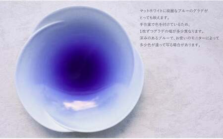 有田焼 Blue Gradation Plate 1枚【まるふくオリジナル】食器 器 うつわ 皿 メイン皿 パスタ皿 青 ブルー グラデーション 夏のうつわ 涼しげ おしゃれ A17-28