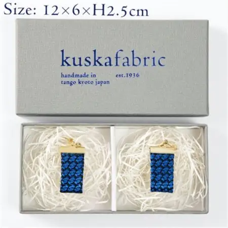 kuska fabricのガルザイヤリング【丹後ブルー】世界でも稀な手織りファブリック_装飾品・工芸品 ピアス・イヤリング アクセサリー _【1341693】