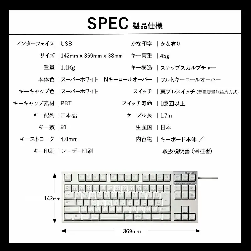 東プレ REALFORCE R3S 有線　静電容量無接点方式キーボード（型式：R3SC21） ◇｜ PC パソコン 周辺機器 リアルフォース