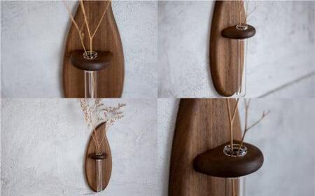 TaKuMi Craft 壁掛け一輪挿し Sサイズ | フラワーベース フラワースタンド 天然木 木製小物 花瓶 壁掛け 木製 小物 シンプル ブラックウォルナット コンパクト 木工 人気 おすすめ 新生活 飛騨高山 匠館 BL010