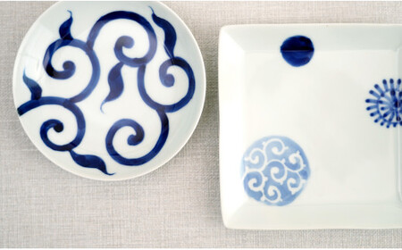 有田焼 粋なカタチ 染付小皿小鉢揃い (5枚セット)深海三龍堂 豆皿 豆小皿 菓子皿 和食器 お皿 小鉢 中鉢 おしゃれ 30000円 3万円 A30-670