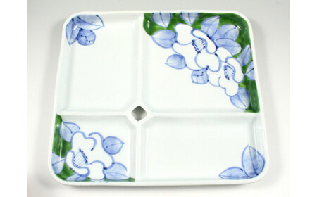 有田焼 One Plate 1+3 椿 (緑 赤) 2枚セット 三光堂 A40-204