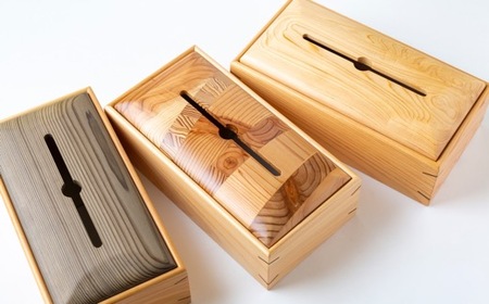 Design Labo i 地元杉・銀杏・欅 ティッシュケース (ストライプ)