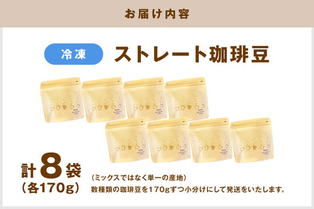 【冷凍発送】さらに鮮度にこだわった自家焙煎珈琲（170g×8袋）飲料 コーヒー 珈琲 自家焙煎 鮮度 オフィス テレワーク 小分け 単一産地 香 こだわり バレンタイン ホワイトデー 【023_1931】