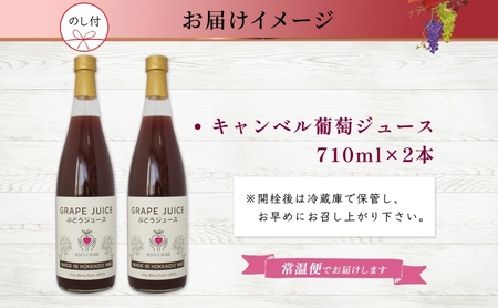 無地熨斗 ぶどうジュース 710ml 2本 セット キャンベルアーリー 葡萄 ブドウ 果汁 100％ お取り寄せ ギフト 新鮮 北海道 仁木町