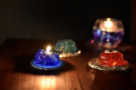 星取県キャンドル星降るミニキャンドル　ブルー【夜空】/　金木犀の香　神秘　癒し　１点もの　春の柚　0824