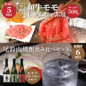 【定期便6回】宮崎牛と焼酎　ちょっと特別なおうち時間 K00_T013_2