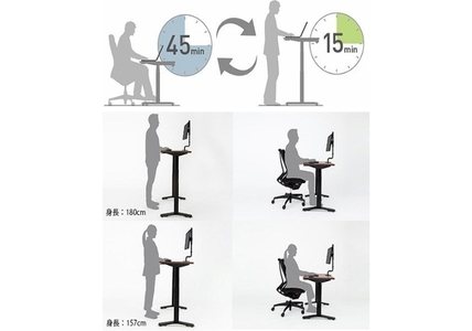 コクヨ 在宅ワーク用電動昇降デスク スタンジットW(ダブル)／1407_ナチュラルオーク・ホワイト