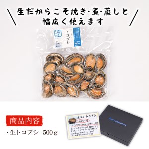 冷凍 生トコブシ (500g) 貝 魚介類 海鮮 小分け 冷凍 真空 おつまみ 惣菜 大分県 佐伯市 道の駅かまえ【EL14】【(株)蒲江創生協会】